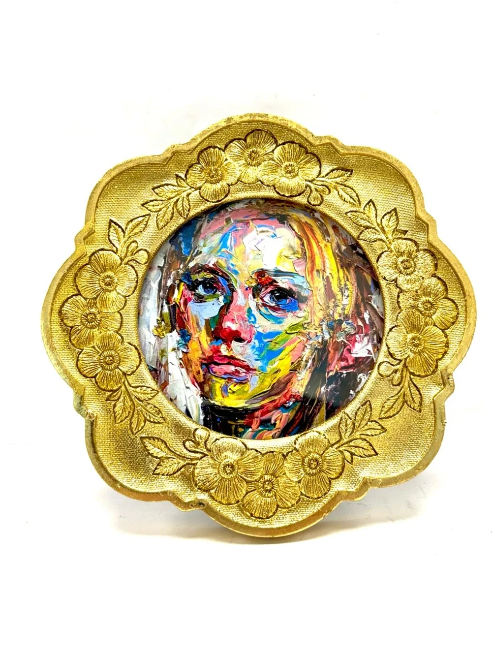 Vintage Style Gilded Picture Frame 4 x 4 Round Nicole Miller NYC Home F441001